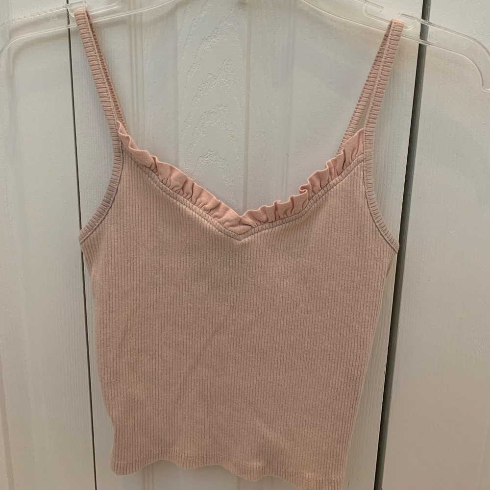 pastel pink ribbed tank top